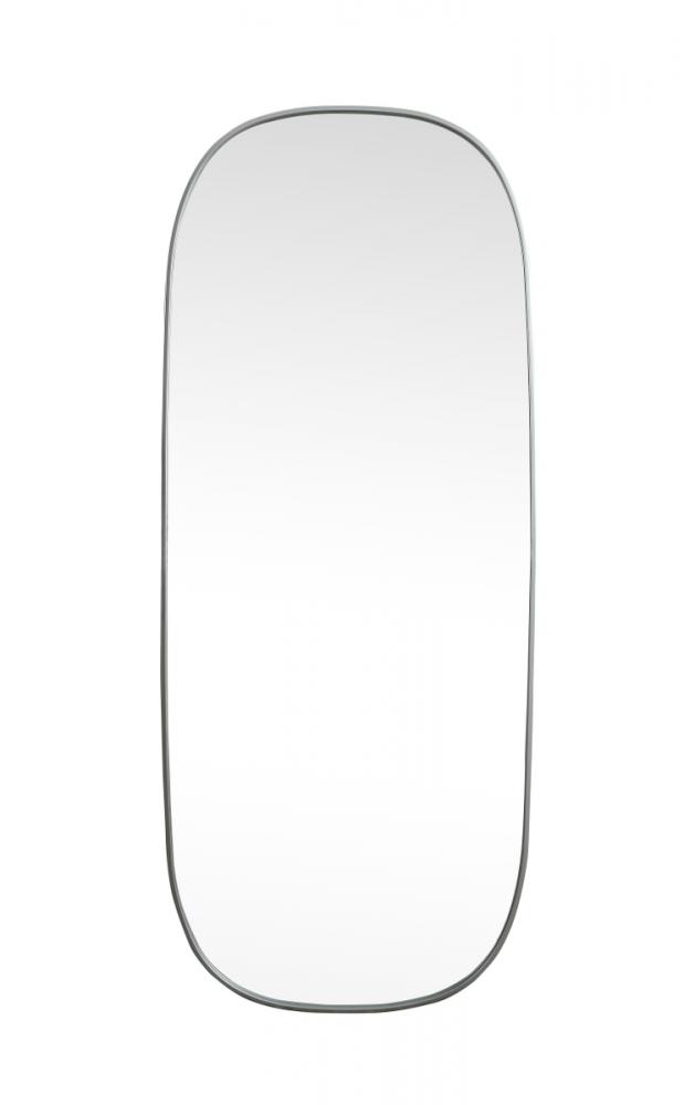 Metal Frame Oval Mirror 30x72 Inch in Silver