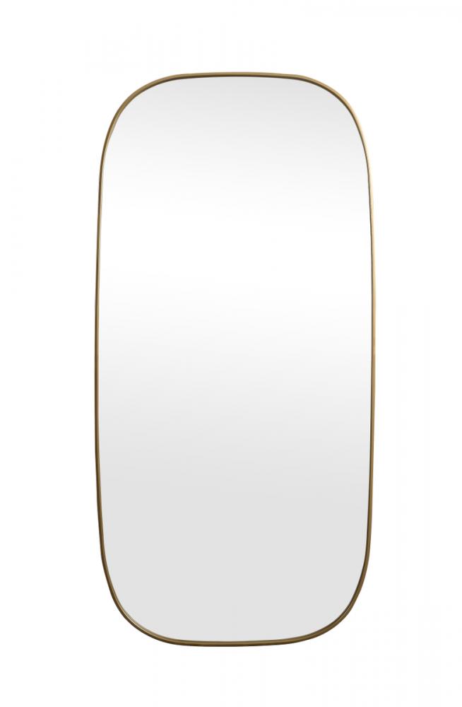 Metal Frame Oval Mirror 36x72 Inch in Brass