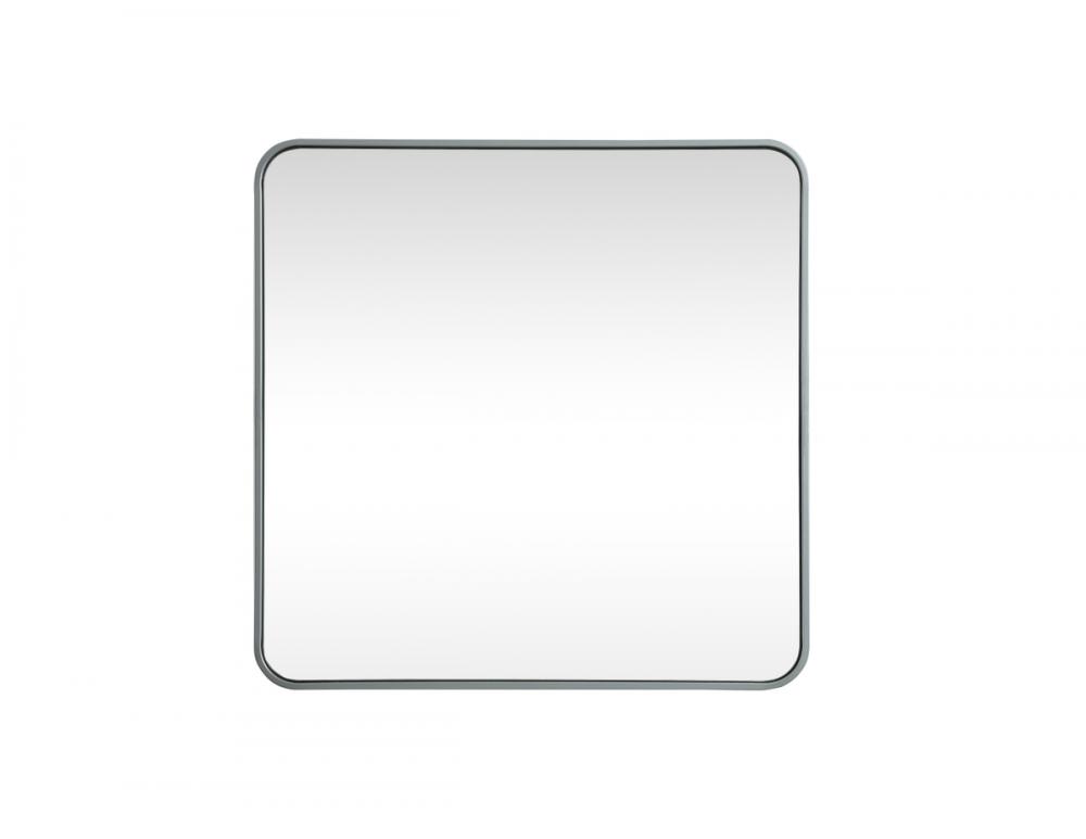 Soft Corner Metal Square Mirror 30x30 Inch in Silver