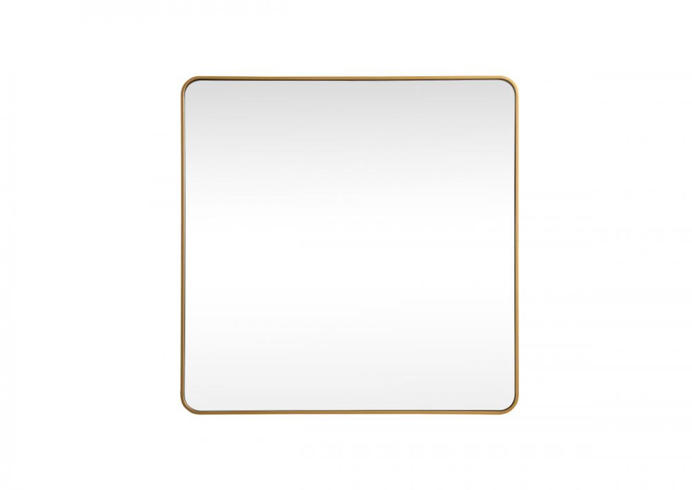 Soft Corner Metal Square Mirror 48x48 Inch in Brass