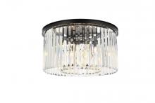 Elegant 1238F26MB/RC - Sydney 8 Light Matte Black Flush Mount Clear Royal Cut Crystal