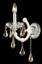 Elegant 2801W1C-GT/RC - Maria Theresa 1 Light Chrome Wall Sconce Golden Teak (Smoky) Royal Cut Crystal