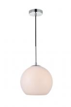 Elegant LD2213C - Baxter 1 Light Chrome Pendant with Frosted White Glass