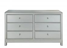 Elegant MF72036 - Dresser 6 drawers 60in. W x 18in. D x 32in. H in antique silver paint