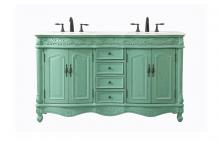 Elegant VF-1049VM - 60 Inch Double Bathroom Vanity in Vintage Mint