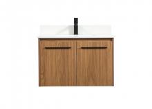 Elegant VF44530WB-BS - 30 Inch Single Bathroom Vanity in Walnut Brown with Backsplash