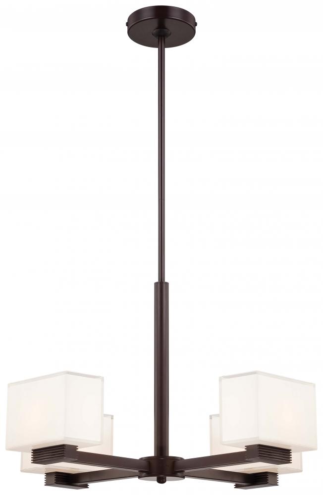 Four Light Mitered /white Inside Glass Dorian Bronze™ Up Chandelier