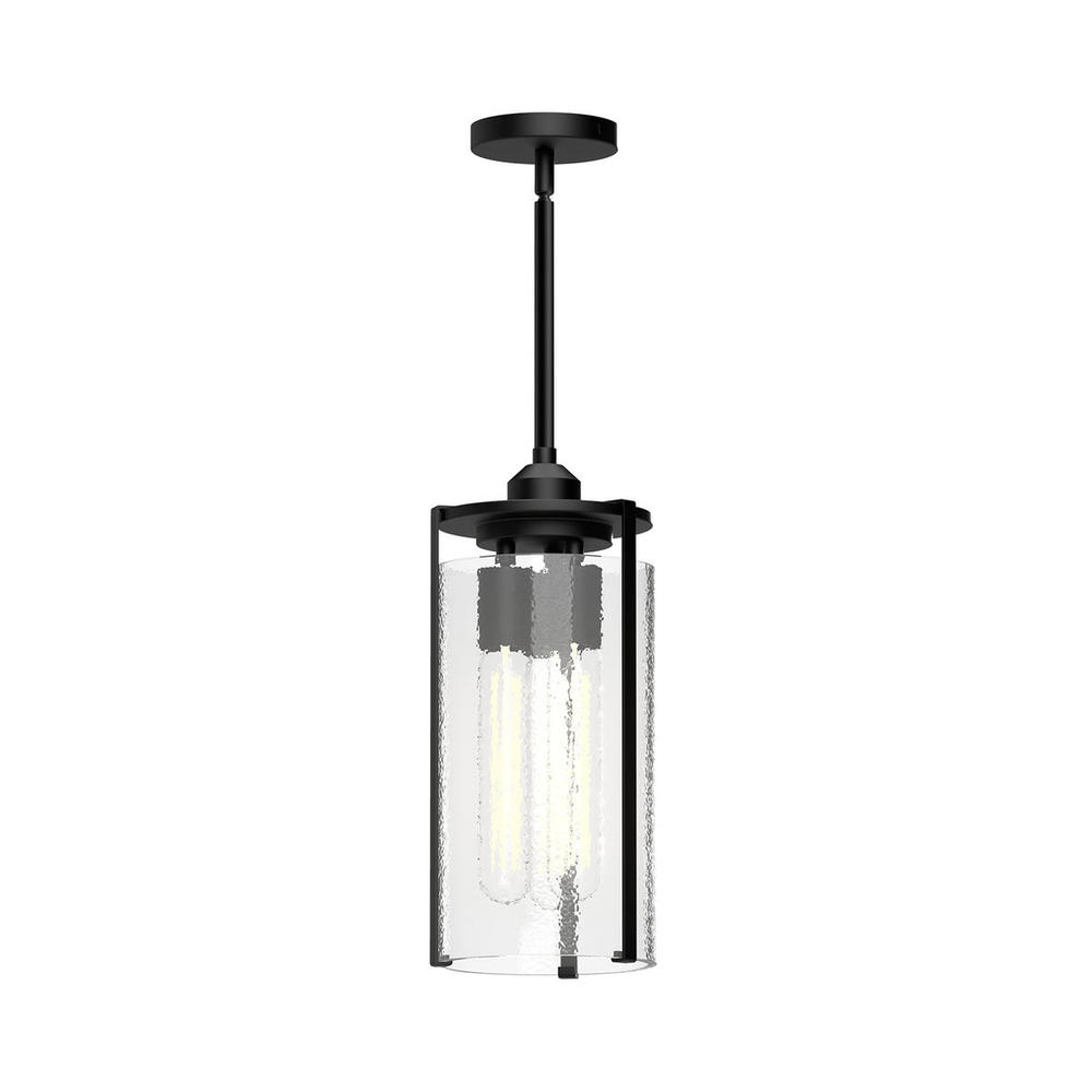 Belmont 5-in Clear Water Glass/Matte Black 1 Light Pendant