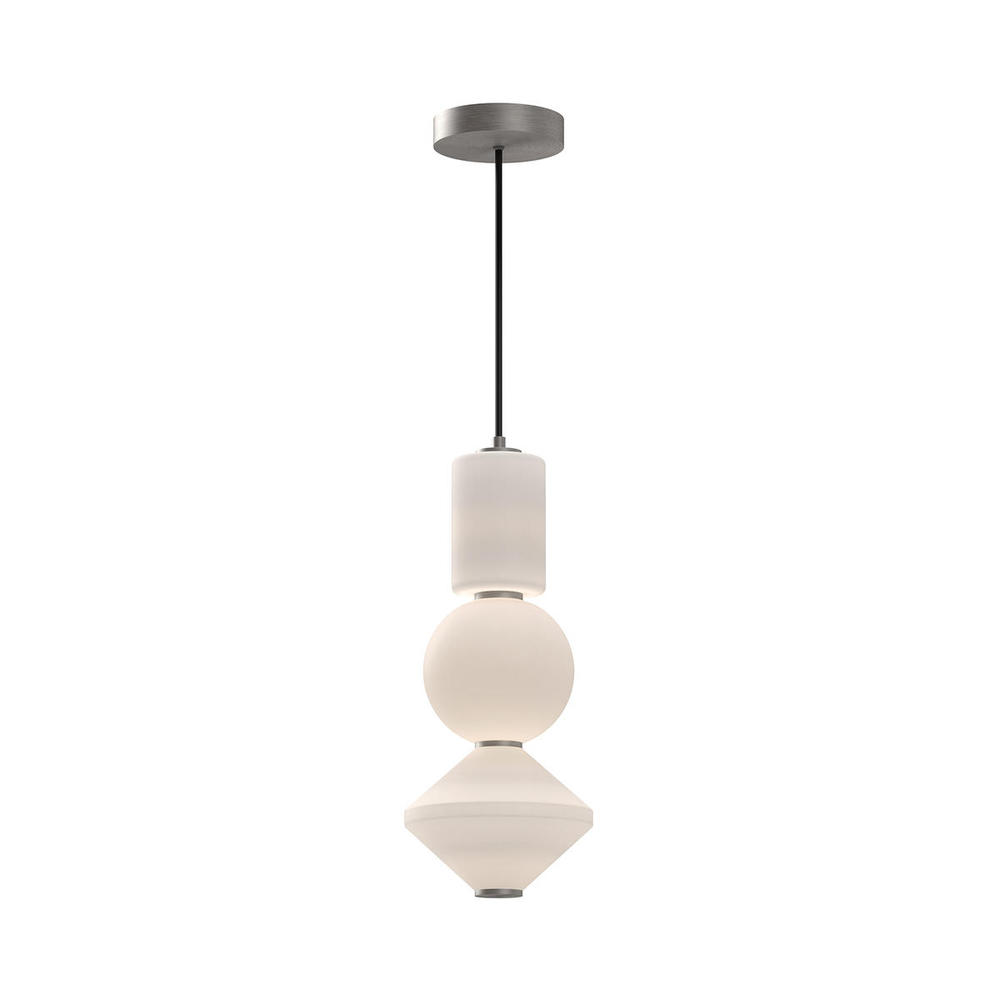 Bijou 8-in Brushed Nickel/Opal Matte Glass LED Pendant