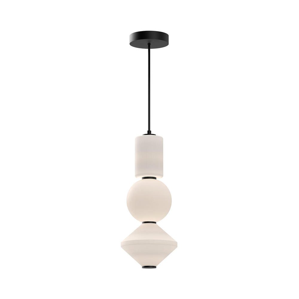 Bijou 8-in Matte Black/Opal Matte Glass LED Pendant