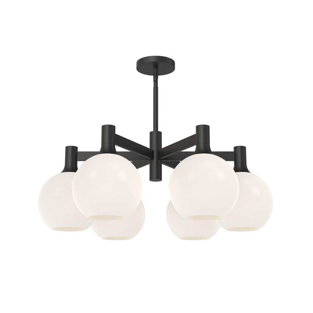 Castilla 29-in Matte Black/Opal Matte Glass 6 Lights Chandeliers