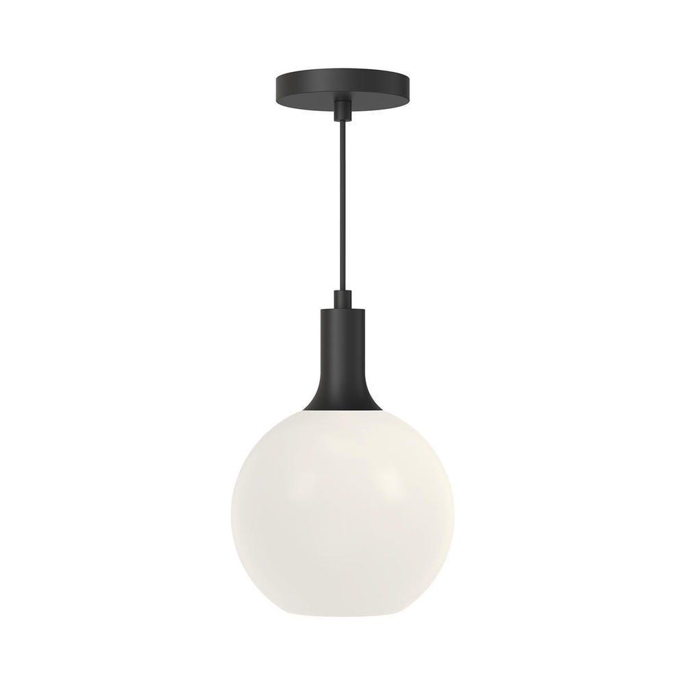 Castilla 8-in Matte Black/Opal Matte Glass 1 Light Pendant