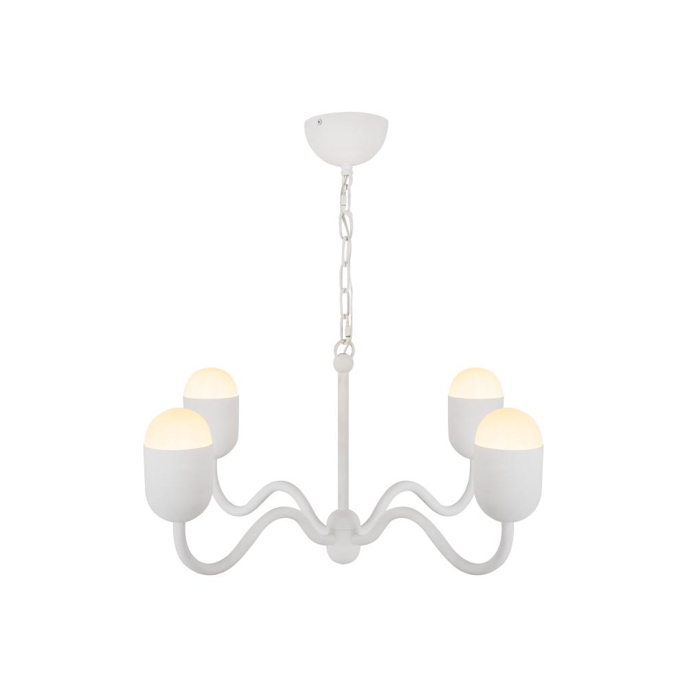 Effie 27-in Antique White/Opal Glass Socket Chandelier