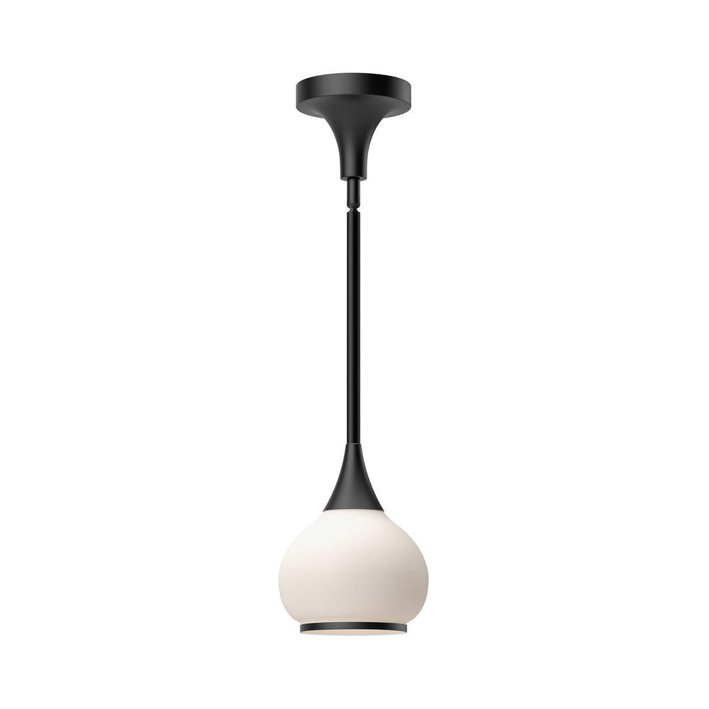 Hazel 6-in Matte Black/Opal Matte Glass 1 Light Pendant