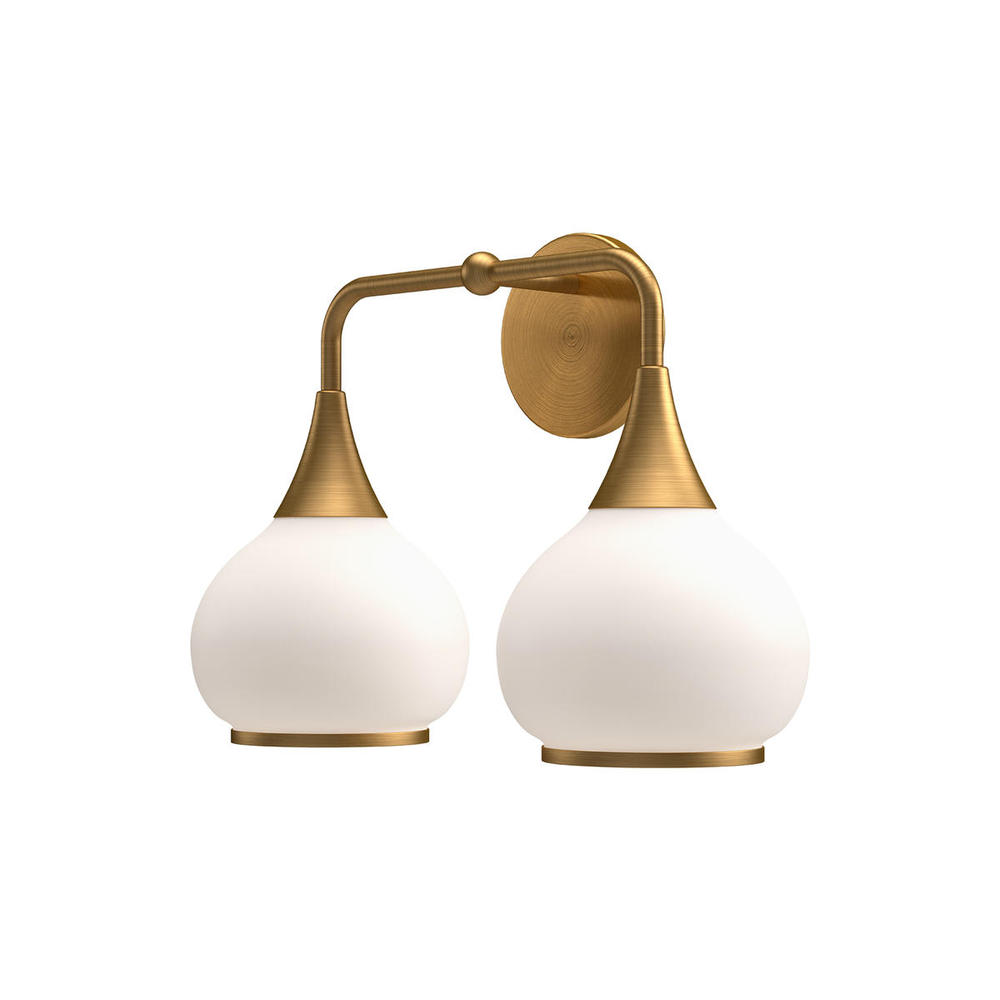 Hazel 17-in Aged Gold/Opal Matte Glass 2 Lights Vanity