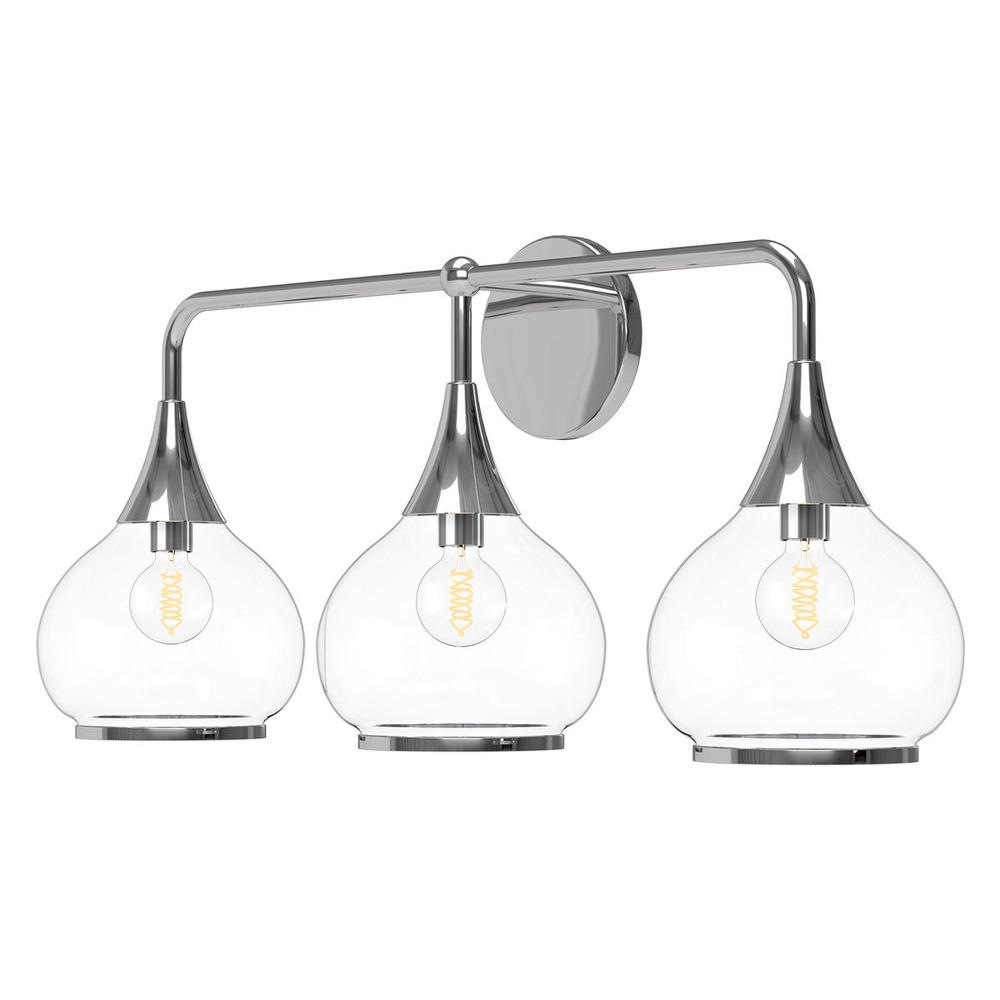 Hazel 26-in Chrome/Clear Glass 3 Lights Vanity