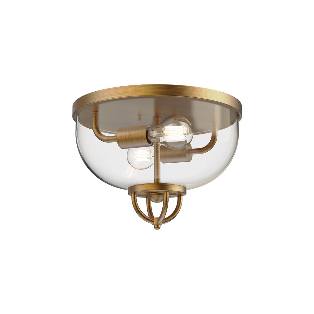 Lancaster 13-in Aged Gold 2 Lights Flush Mount