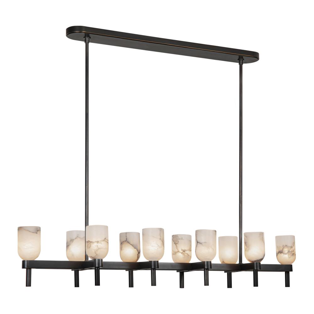 Lucian 52-in Urban Bronze/Alabaster 10 Lights Linear Pendant