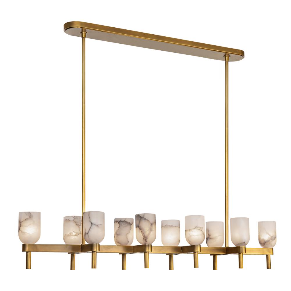 Lucian 52-in Vintage Brass/Alabaster 10 Lights Linear Pendant