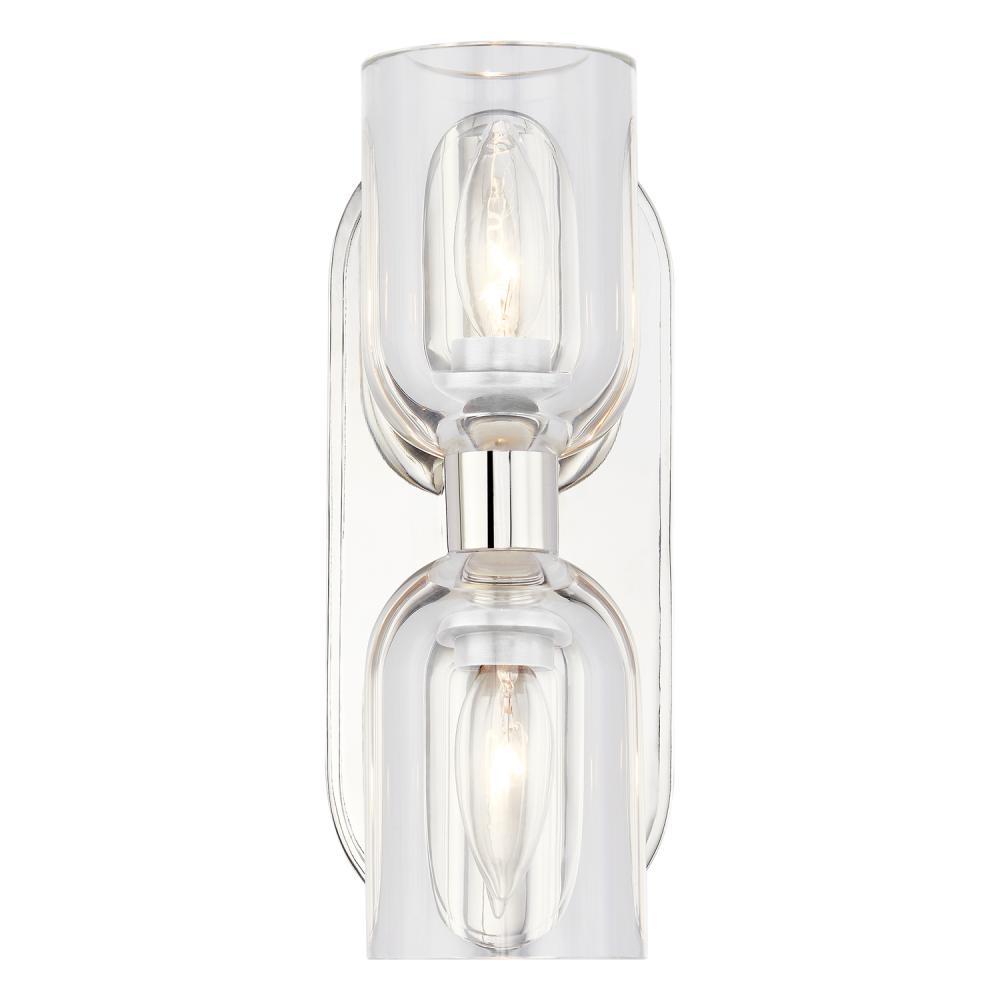 Lucian 11-in Clear Crystal/Polished Nickel 2 Lights Wall/Vanity