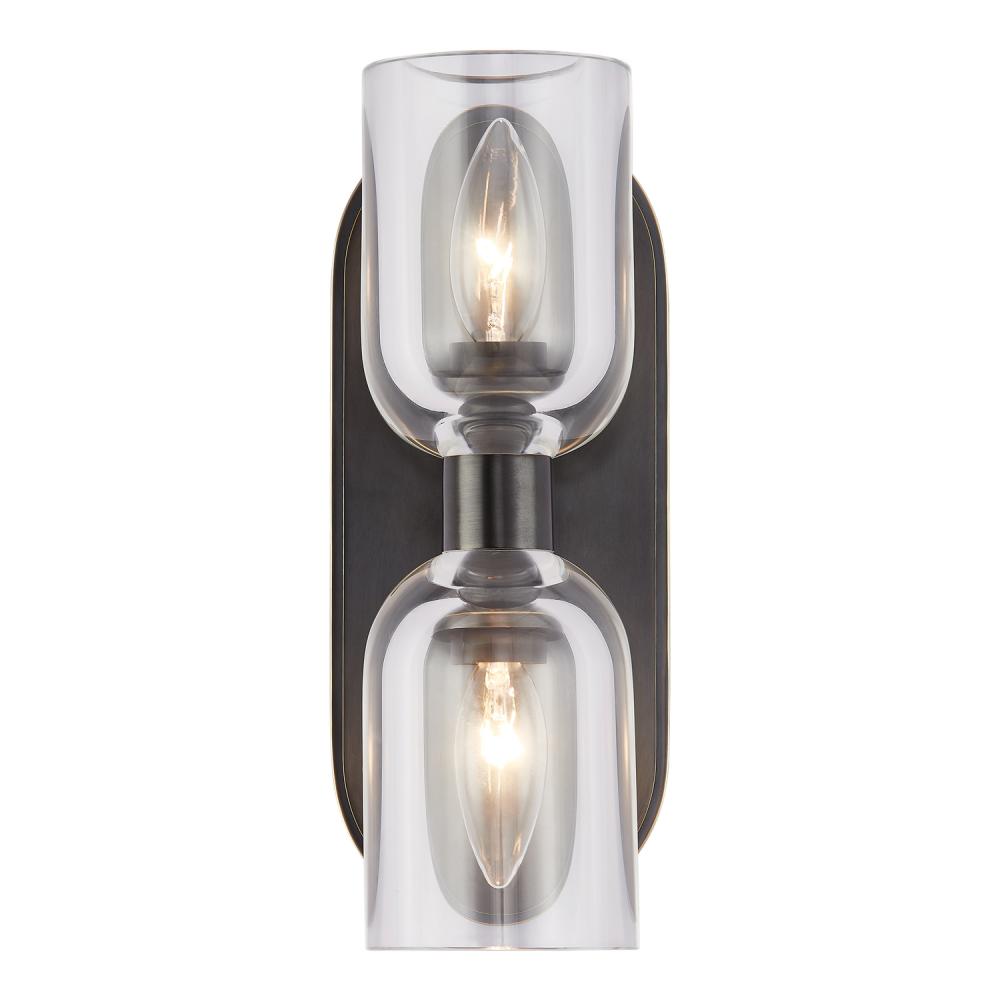 Lucian 11-in Clear Crystal/Urban Bronze 2 Lights Wall/Vanity