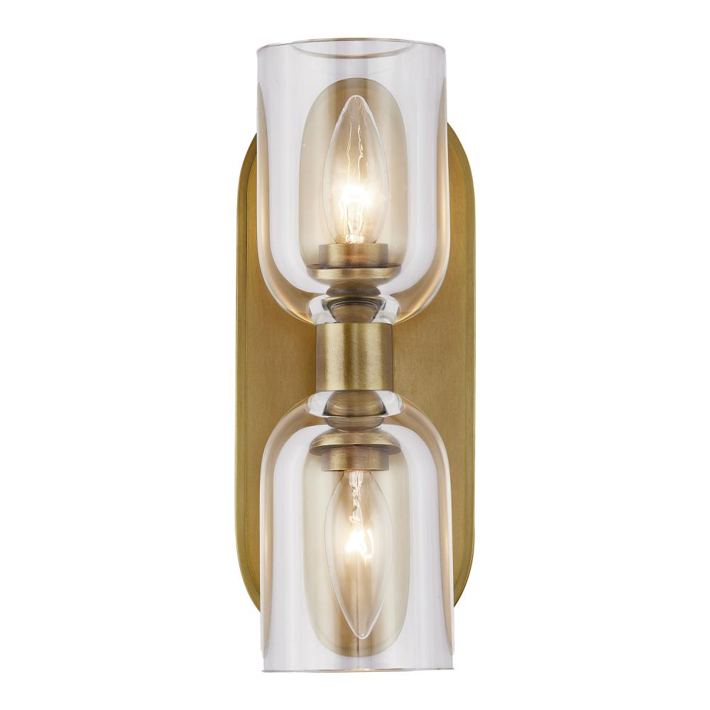 Lucian 11-in Clear Crystal/Vintage Brass 2 Lights Wall/Vanity