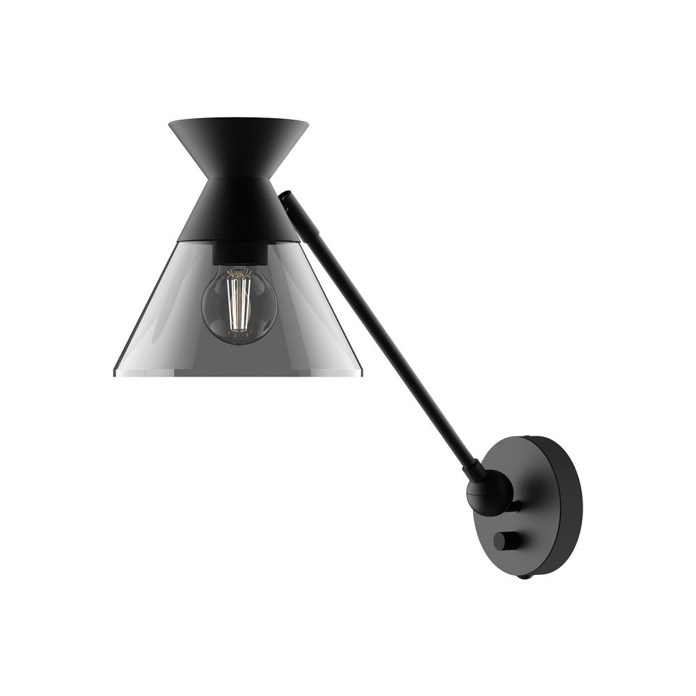 Mauer 8-in Matte Black/Smoked 1 Light Wall/Vanity