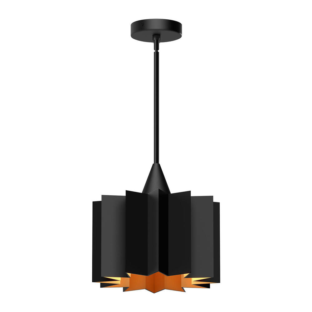 Plisse 12-in Matte Black 1 Light Pendant