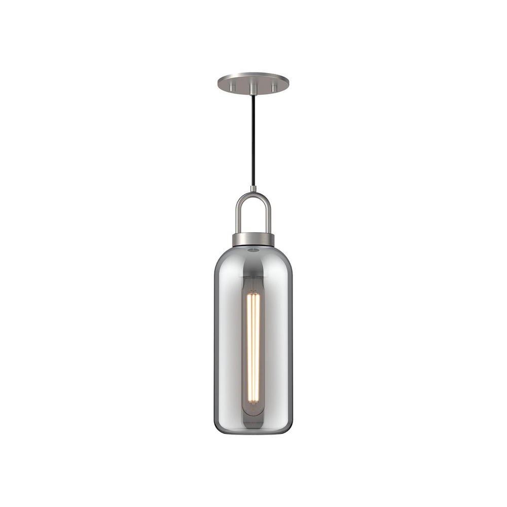 Soji 5-in Brushed Nickel/Smoked Solid Glass 1 Light Pendant