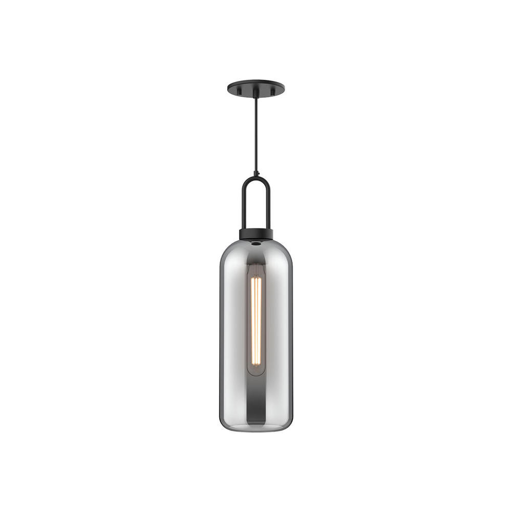 Soji 6-in Matte Black/Smoked Solid Glass 1 Light Pendant