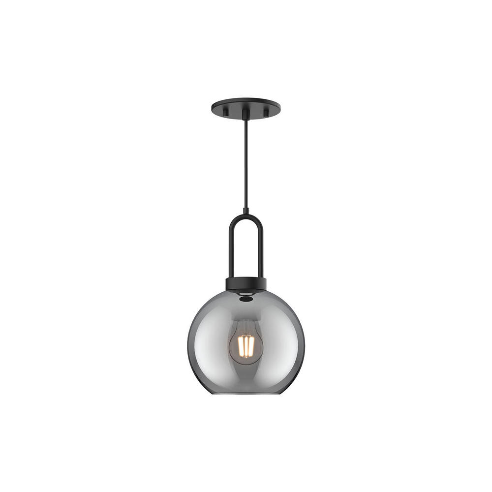 Soji 8-in Matte Black/Smoked Solid Glass 1 Light Pendant