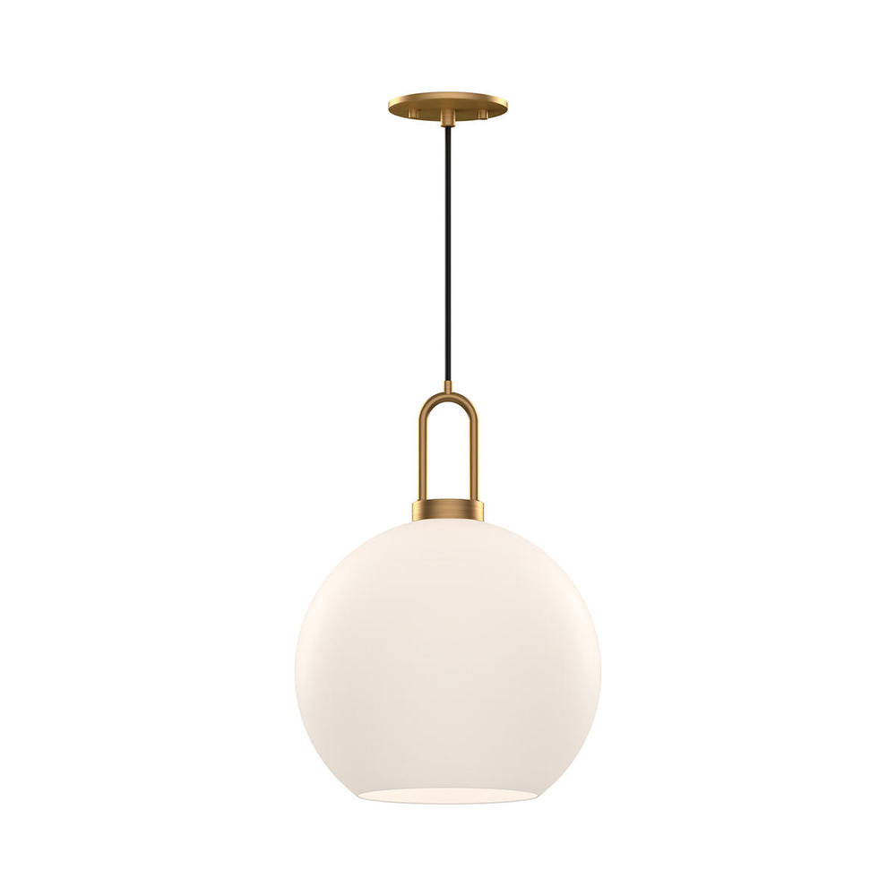 Soji 10-in Aged Gold/Opal Matte Glass 1 Light Pendant