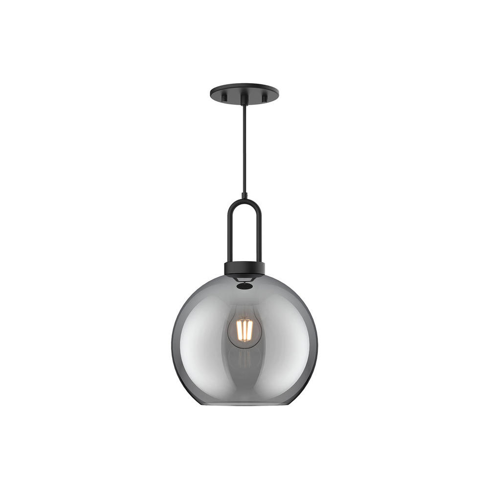 Soji 10-in Matte Black/Smoked Solid Glass 1 Light Pendant