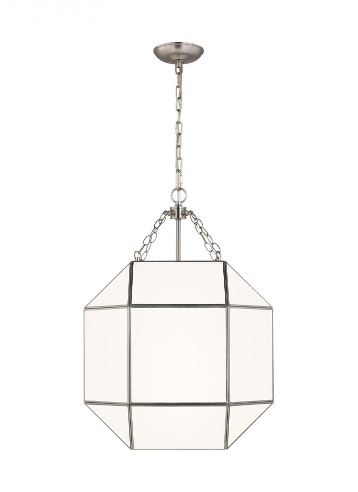 Morrison modern 3-light indoor dimmable medium ceiling pendant hanging chandelier light in brushed n