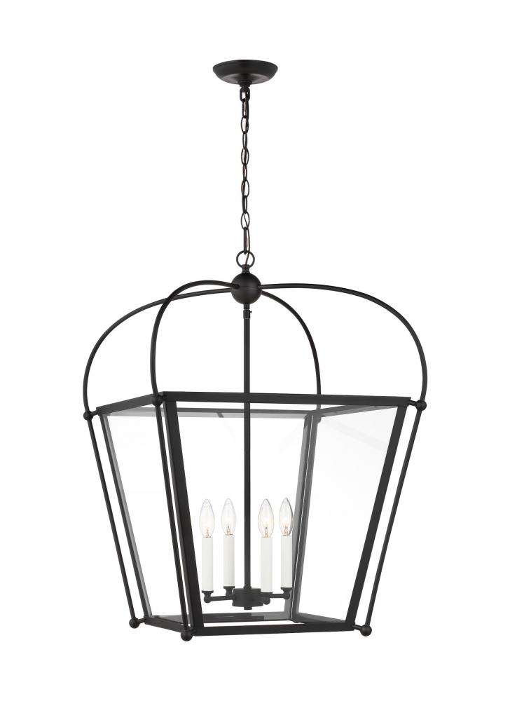 Charleston transitional 4-light indoor dimmable ceiling pendant hanging chandelier light in midnight