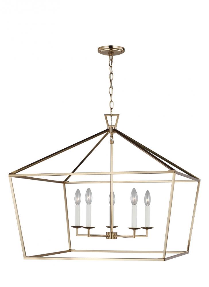 Dianna transitional 5-light indoor dimmable ceiling pendant hanging chandelier light in satin brass