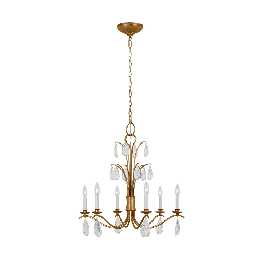 Shannon traditional 6-light indoor dimmable medium ceiling chandelier in antique gild rustic gold fi