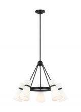 Visual Comfort & Co. Studio Collection 3190505EN3-112 - Clark modern 5-light LED indoor dimmable ceiling chandelier pendant light in midnight black finish w