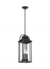 Visual Comfort & Co. Studio Collection OL13209TXB - Wellsworth Transitional 3-Light Outdoor Exterior Medium Pendant Ceiling Hanging Lantern Light