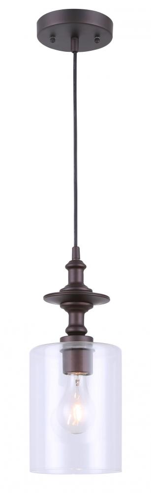 York, 1 Lt Cord Pendant, Clear Glass, 100W Type A, 5 1/2&#34; x 60&#34;