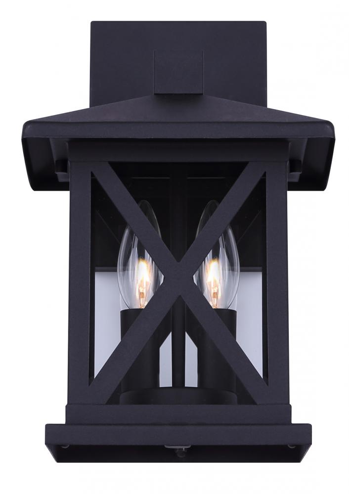 Elm 2 Light Outdoor Lantern, Black Finish