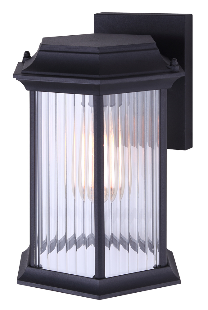 KITLEY, 1 Lt Outdoor Down Light, Clear Ribbed Glass, 100W Type A, 8 1/4&#34; W x 11&#34; H x 8 1/4&#