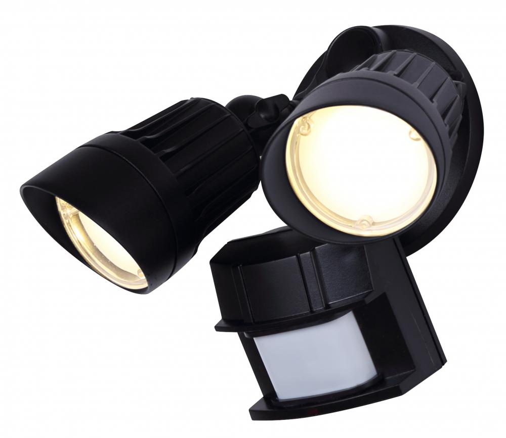 LED Security 2 Heads Lights, 20W, 3000K, 1600 Lumens, 180 Degree Detection Zone, Up to 70&#39;