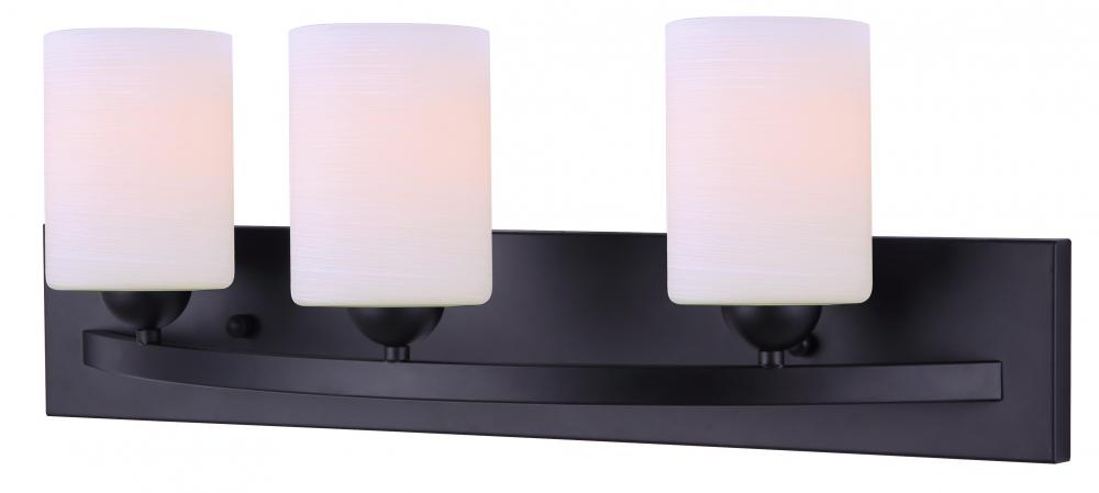 Hampton 3 Light Vanity, Black Finish