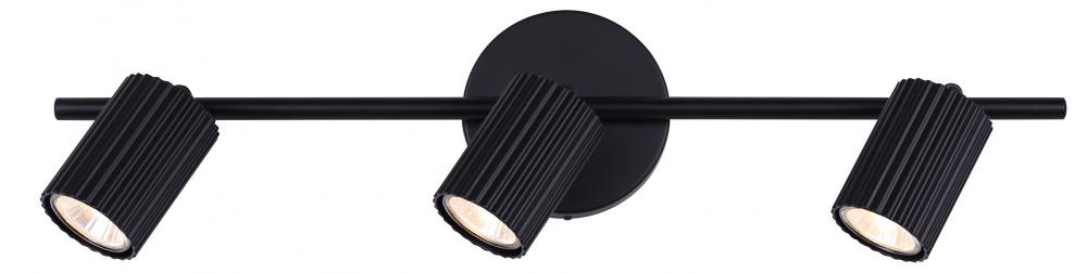 REXTON 3 Light 22.5 in. Ceiling/Wall Matte Black Track Light Kit with Matte Black Metal Shade