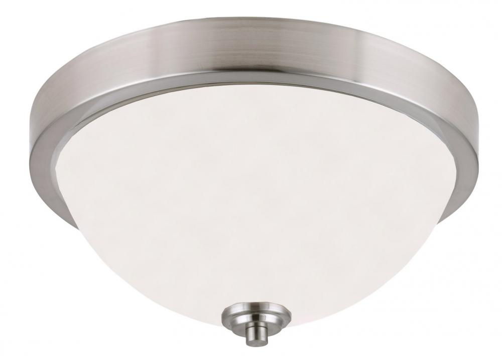 RIVER, 2 Lt Flush mount, Flat Opal Glass, 60W Type A19, 13&#34; x 6 1/2&#34;