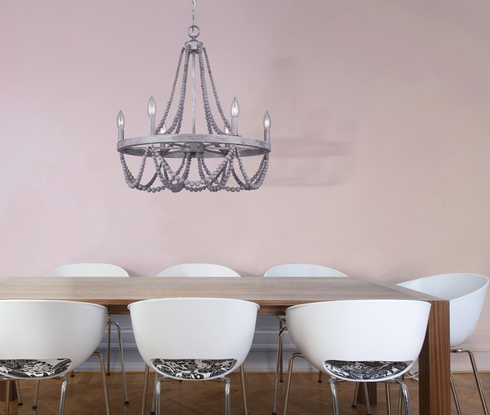 Kipling 6 Light Chandelier, Gray Finish