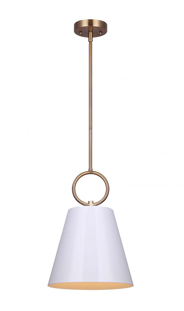 Irina 1 Light Pendant, White Finish