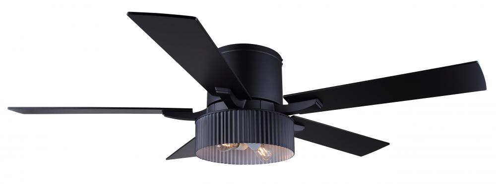 Rexton 52&#34; Indoor Standard Matte Black Ceiling Fan w/ Vintage LED Bulbs Included w/ Remote Inclu