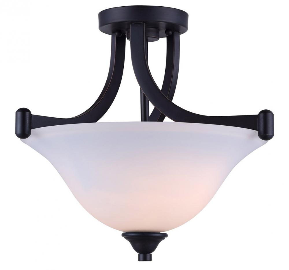 Rue 2 Light Semi Flush, Bronze Finish